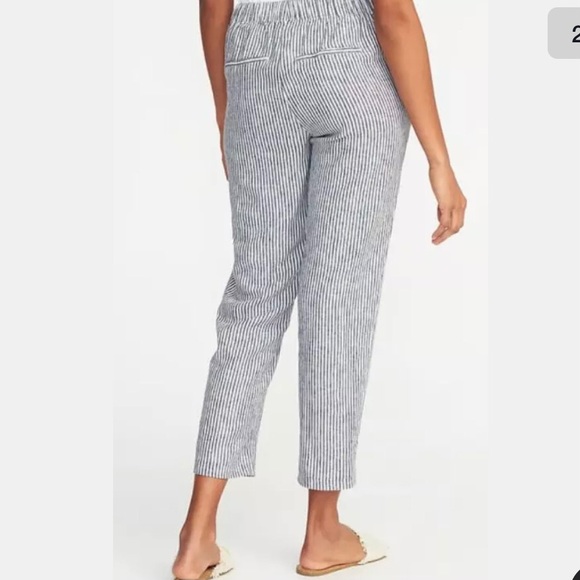 Old Navy Linen Pull On Blue Striped Pants - Picture 3 of 3